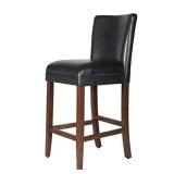 HomePop Parsons Leatherette Counter Height Chair 24-Inch, Black Faux Leather