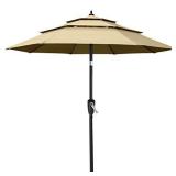 ABCCANOPY 10FT 3 Tiers Market Umbrella Patio Umbrella Outdoor Table Umbrella with Ventilation and Push Button Tilt for Garden, Deck, Backyard and Pool,8 Ribs Khaki