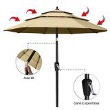 ABCCANOPY 10FT 3 Tiers Market Umbrella Patio Umbrella Outdoor Table Umbrella with Ventilation and Push Button Tilt for Garden, Deck, Backyard and Pool,8 Ribs Khaki
