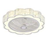 QZFH Invisible Ceiling Fan with Light, Remote Control LED Dimmable lighting Modes, 3 Wind Speeds, Semi Flush Mount 24 inch 40W Low Profile Enclosed Blade Mute Fan Lights for Kitchen, Living Bed Room