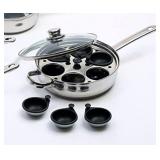 KitchenCraft KCCVPOACH6 6 Egg Poacher Pan with Non Stick, Induction Safe, Stainless Steel, 26 cm