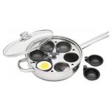 KitchenCraft KCCVPOACH6 6 Egg Poacher Pan with Non Stick, Induction Safe, Stainless Steel, 26 cm