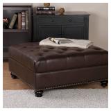 Dorel Asia Hastings Tufted Faux Leather Ottoman, Brown