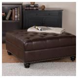 Dorel Asia Hastings Tufted Faux Leather Ottoman, Brown