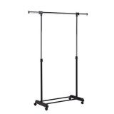Honey-Can-Do Adjustable Height and Width Rolling Metal Clothes Rack GAR-01124 Chrome, 30 lbs