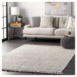 nuLOOM Hand Woven Chunky Natural Jute Farmhouse Area Rug, 5 ft x 8 ft, Off-white nuLOOM Hand Woven Chunky Natural Jute Farmhouse Area Rug, 5 ft x 8 ft, Off-white
