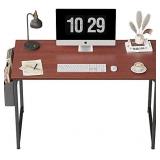 CubiCubi Study Computer Desk 40 Inch Home Office Writing Small Desk, Modern Simple Style PC Table, Black Metal Frame, Red CubiCubi Study Computer Desk 40 Inch Home Office Writing Small Desk, Modern Simple Style PC Table, Black Metal Frame, Red