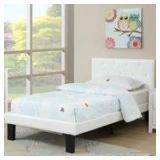 Poundex Upholstered Platform Bed, Twin Poundex Upholstered Platform Bed, Twin