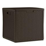 Suncast - Outdoor Storage Resin Wicker Design Cube Shape Patio Deck Box Suncast - Outdoor Storage Resin Wicker Design Cube Shape Patio Deck Box