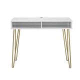 Athena Computer Desk with Storage Marble White - Novogratz Athena Computer Desk with Storage Marble White - Novogratz