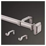MODE Farmhouse Collection Single Curtain Rod Set with Cottage Square Finials - 36 to 72 in, White MODE Farmhouse Collection Single Curtain Rod Set with Cottage Square Finials - 36 to 72 in, White