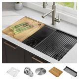 KRAUS Koreâ Workstation 33-inch Undermount 16 Gauge Double Bowl Stainless Steel Kitchen Sink KRAUS Koreâ Workstation 33-inch Undermount 16 Gauge Double Bowl Stainless Steel Kitchen Sink