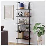Nathan James Theo 5-Shelf Ladder Bookcase Walnut Brown Wood Black Metal Frame Nathan James Theo 5-Shelf Ladder Bookcase Walnut Brown Wood Black Metal Frame