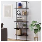 Nathan James Theo 5-Shelf Ladder Bookcase Walnut Brown Wood Black Metal Frame Nathan James Theo 5-Shelf Ladder Bookcase Walnut Brown Wood Black Metal Frame