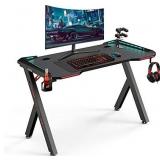 47 Inch Gaming Desk, Gaming Table PC Computer Workstation with LED RGB Lights, Headphone Hook and Cup Holder for Home 47 Inch Gaming Desk, Gaming Table PC Computer Workstation with LED RGB Lights, Headphone Hook and Cup Holder for Home