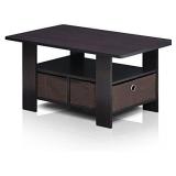 FURINNO Andrey Coffee Table with Bin Drawer, Dark Walnut FURINNO Andrey Coffee Table with Bin Drawer, Dark Walnut