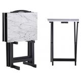 Linon Tray Table Set, 15.75"D x 18.9"W x 26.38"H, White Linon Tray Table Set, 15.75"D x 18.9"W x 26.38"H, White