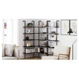 Nathan James Theo 5-Shelf Wood Modern Bookcase, Open Wall Mount Ladder Bookshelf with Industrial Metal Frame, Dark Brown Nutmeg/Black Nathan James Theo 5-Shelf Wood Modern Bookcase, Open Wall Mount Ladder Bookshelf with Industrial Metal Frame, Dark Brown Nutmeg/Black