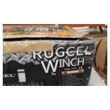 RUGCEL 12000lb Waterproof Electric Synthetic Rope Winch with Hawse Fairlead, Wired Handle and 2 Wireless Remote