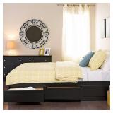 Black Full MateÃ¢??s Platform Storage Bed with 6 Drawers
