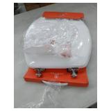 Mayfair Round Enameled Wood Toilet Seat in White with Chrome Hinge and STA-TITE