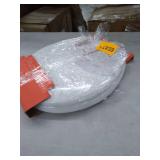 Mayfair Round Enameled Wood Toilet Seat in White with Chrome Hinge and STA-TITE