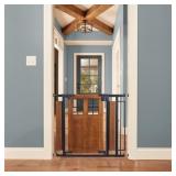 Evenflo 30" Easy Walk Thru Child Safety Barn Door Doorway & Stairs Gate, Brown