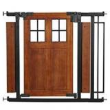 Evenflo 30" Easy Walk Thru Child Safety Barn Door Doorway & Stairs Gate, Brown