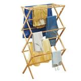 mDesign Tall Vertical Bamboo Foldable Laundry Drying Rack - Compact, Portable and Collapsible for Storage - Large Capacity for Laundry Room - Natural
