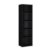 Hodedah HID25 BLACK Five Shelf Bookcase - Black