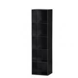 Hodedah HID25 BLACK Five Shelf Bookcase - Black
