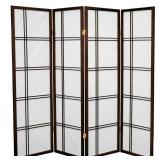 5 ft. Tall Double Cross Shoji Screen - Walnut (4 Panels) - Oriental Furniture