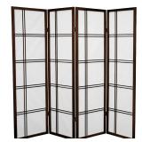 5 ft. Tall Double Cross Shoji Screen - Walnut (4 Panels) - Oriental Furniture