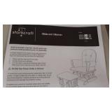 Storkcraft Hoop Glider and Ottoman White with Gray Cushions