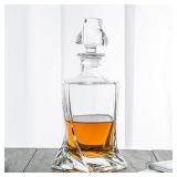 AMERFIST Square 26 oz Twisted Whiskey Decanter with Glass Stopper-Lead Free