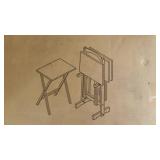 Linon 5-Piece Faux Marble Folding Tray Table Set, White