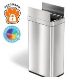 iTouchless - 18 Gallon Touchless Sensor Wings Lid Trash Can with Pet-Proof Lid and AbsorbX Odor Control, Stainless Steel Kitchen Bin - Silver