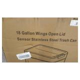 iTouchless - 18 Gallon Touchless Sensor Wings Lid Trash Can with Pet-Proof Lid and AbsorbX Odor Control, Stainless Steel Kitchen Bin - Silver