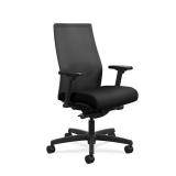 HON Ignition 2.0 Mid-Back Adjustable Lumbar Work Chair - Black Mesh Computer Chair for Office Desk, Black Fabric (HONI2M2AMLC10TK)