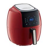 GoWISE USA 5.8-Quart Programmable 8-in-1 Air Fryer XL + Recipe Book (Chili Red)