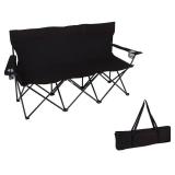 65" Triple Style Tri Camp Chair with Steel Frame and Carry Bag by Trademark Innovations (Black)