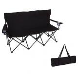 65" Triple Style Tri Camp Chair with Steel Frame and Carry Bag by Trademark Innovations (Black)