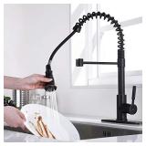 SOKA Kitchen Faucet Oil Rubbed Bronze Commercial Kitchen Sink Faucet with Pull Down Sprayer Kitchen Faucet Bronze with Deck Plate Single Handle Modern Rv Kitchen Faucet ORB, 3 Function Laundry Faucet
