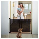 EasyBaby Products Indoor Outdoor Retractable Baby Gate, 33" Tall, Extends up to 55" Wide, Black
