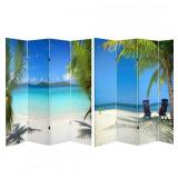 Ocean Scene Double Sided Room Divider - Oriental Furniture