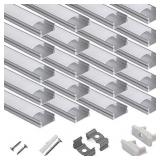 hunhun Multi-Pack 3.3ft/1Meter U Shape LED Aluminum Channel System with Milky Cover, End Caps and Mounting Clips, Aluminum Profile for LED Strip Light Installations, Very Easy Installation