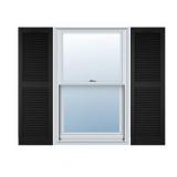 14.5 in. W x 55 in. H Builders Edge, Standard Cathedral Top Center Mullion, Open Louver Shutters, Includes Matching Installation Spikes, 002 - Black