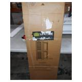 14.5 in. W x 55 in. H Builders Edge, Standard Cathedral Top Center Mullion, Open Louver Shutters, Includes Matching Installation Spikes, 002 - Black