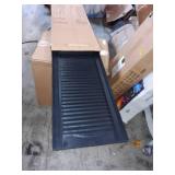 14.5 in. W x 55 in. H Builders Edge, Standard Cathedral Top Center Mullion, Open Louver Shutters, Includes Matching Installation Spikes, 002 - Black