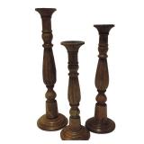 Wood Candle Holder S/3 24",21",18"H